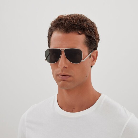 NEW SAINT LAURENT SL690 DUST 002 SUNGLASSES MEN SILVER EYEWEAR SL 690 DUST 002 - Picture 1 of 13
